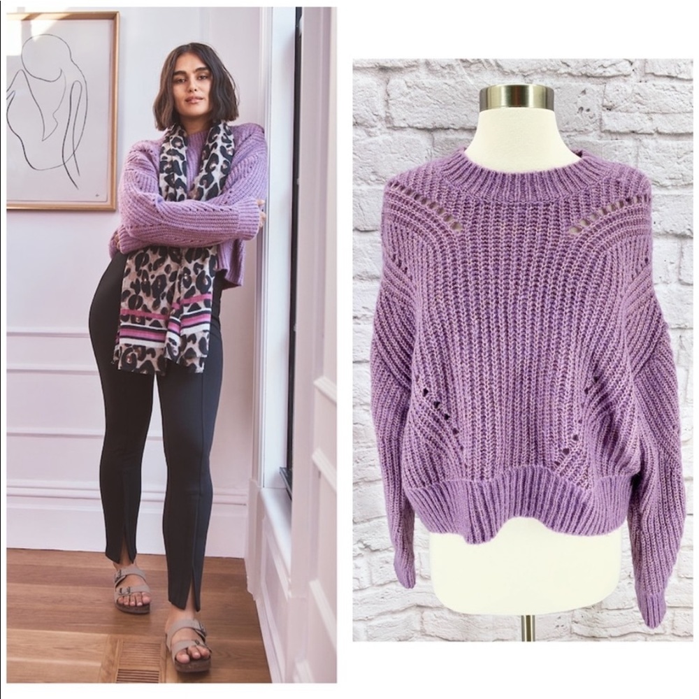 NWOT Elizabeth and James Purple Gold Metallic Chunky Sweater- size large